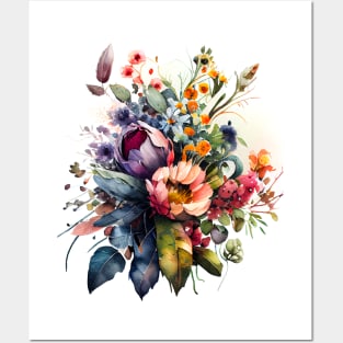 Romantic Flowers Bouquet Watercolour Art Posters and Art